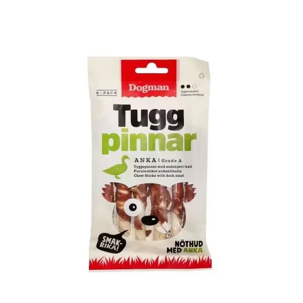Tuggpinnar med anka 6p Vit S 12cm