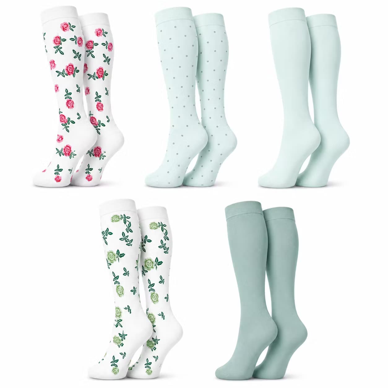 Storpack Stödstrumpor – Flower and Dots