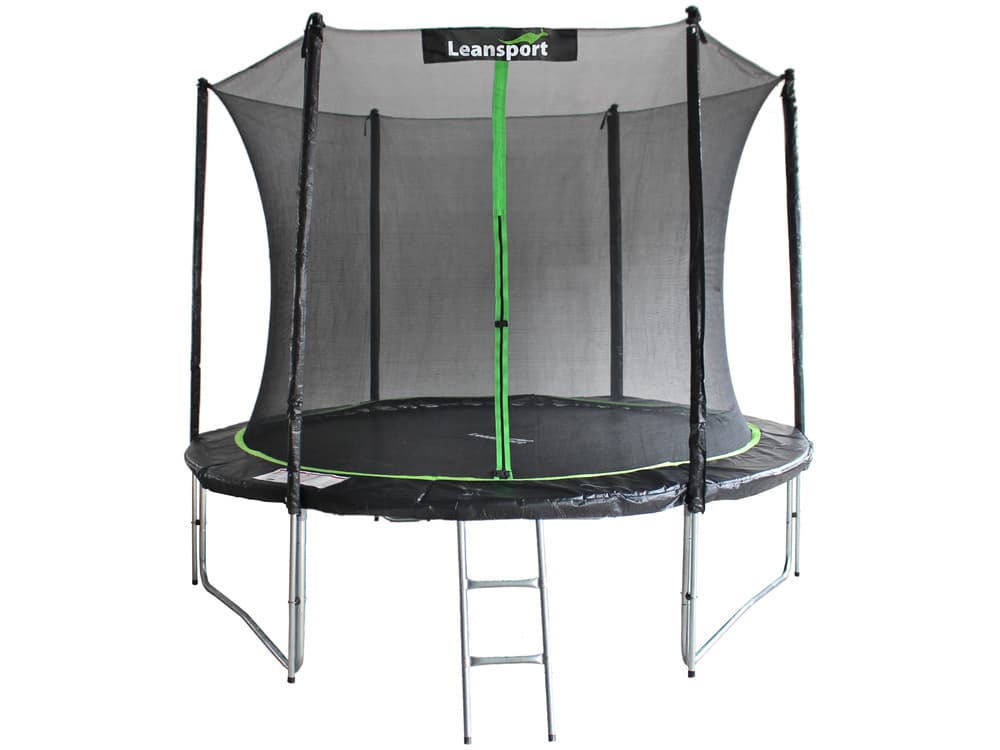 Trampolin - 244 cm - grön svart - skyddsnät - upp till 100 kg