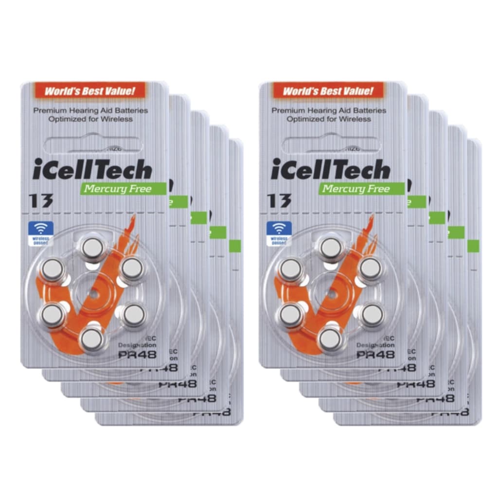 iCellTech PR48/ZA13/DA13/V13 10-p Hörapparatsbatteri