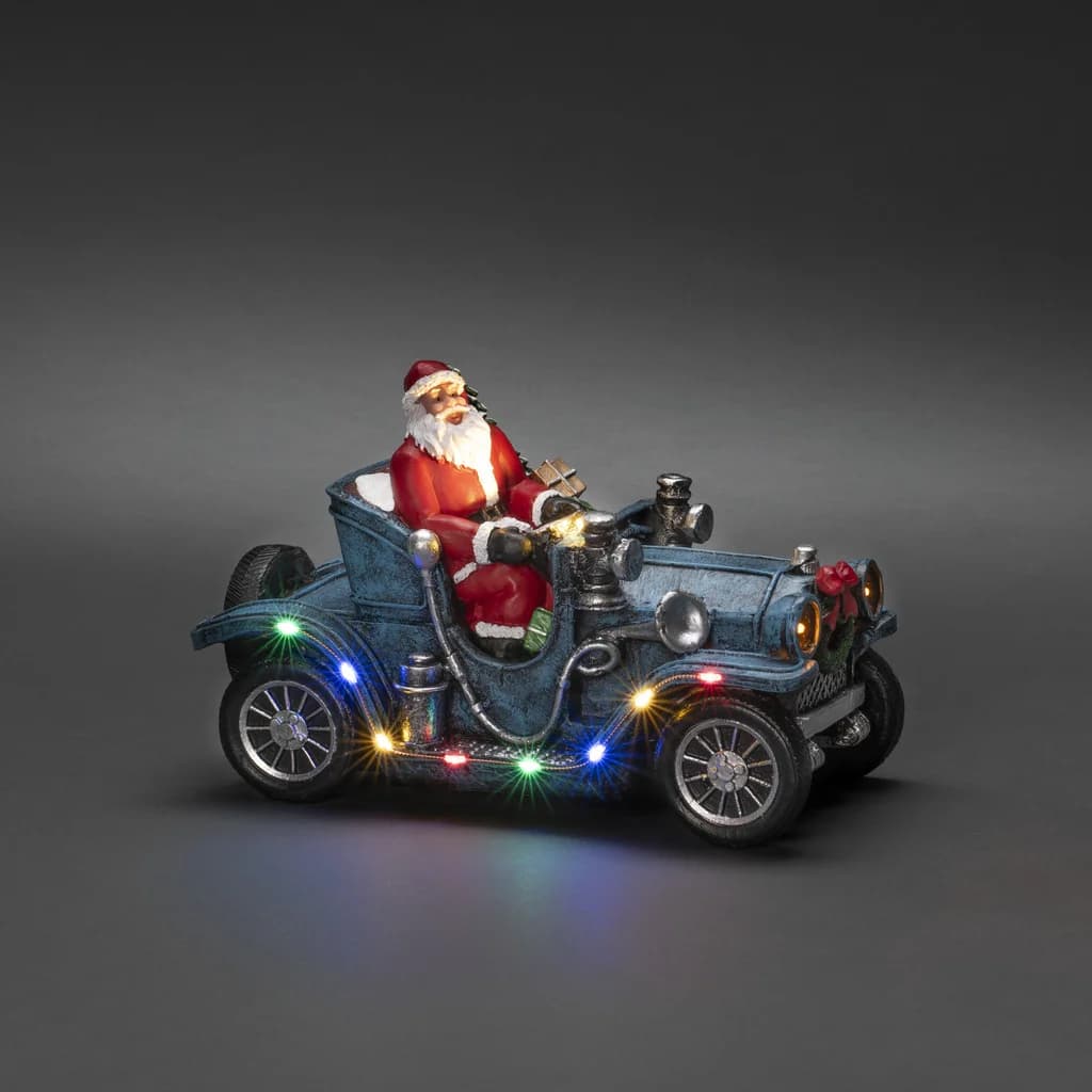 Konstsmide Jultomte i bil, 11 LED 3xAA