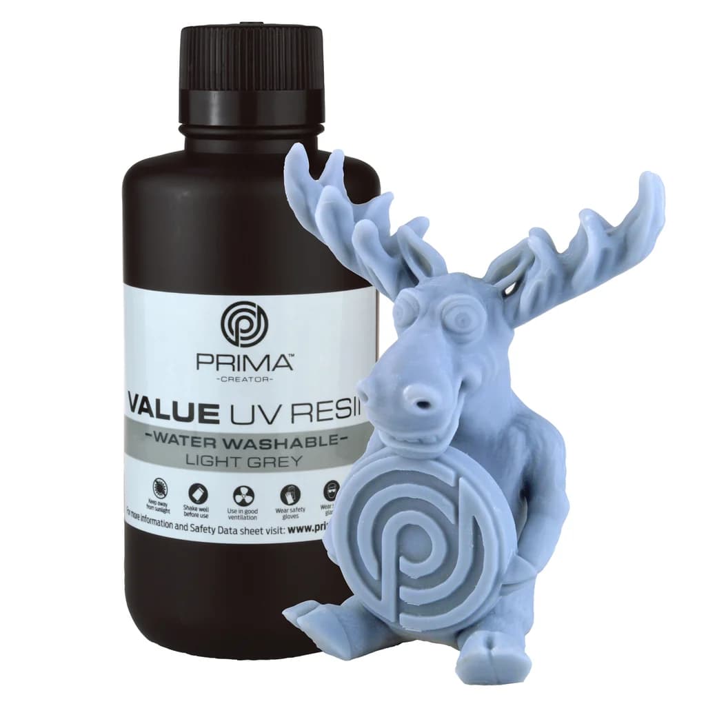 PrimaCreator Value Water Washable UV Resin - 500ml - Ljusgrå