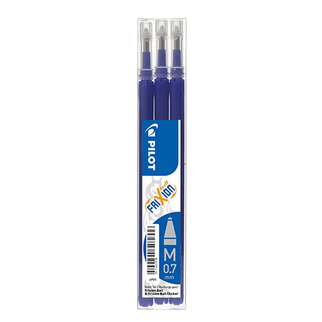 Refill 3-pack FriXion Raderbart bläck 0,7 blå