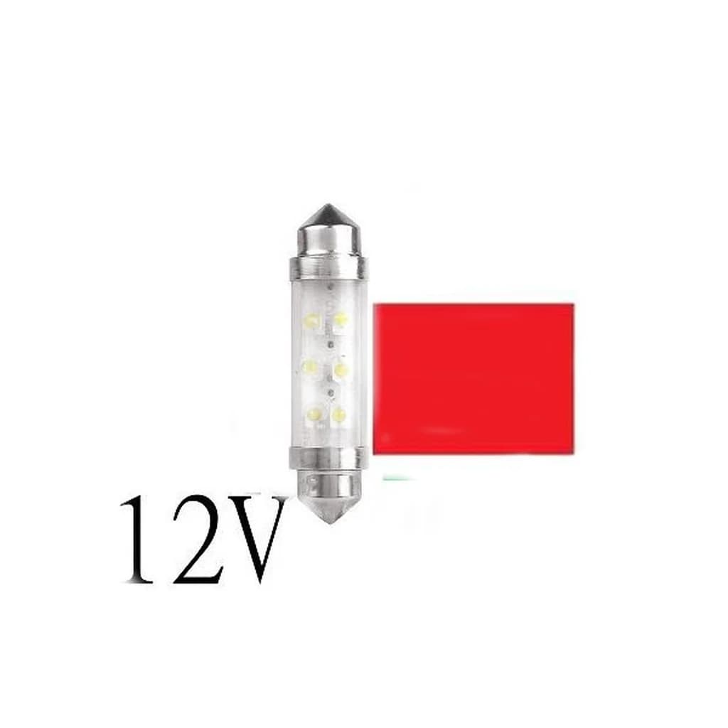 Bosma röd LED spollampa 10x42 S8,5 12V 2-pack