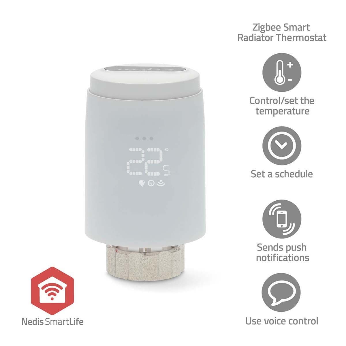 Nedis SmartLife ZBHTR20WT -älykäs patteritermostaatti, ZigBee