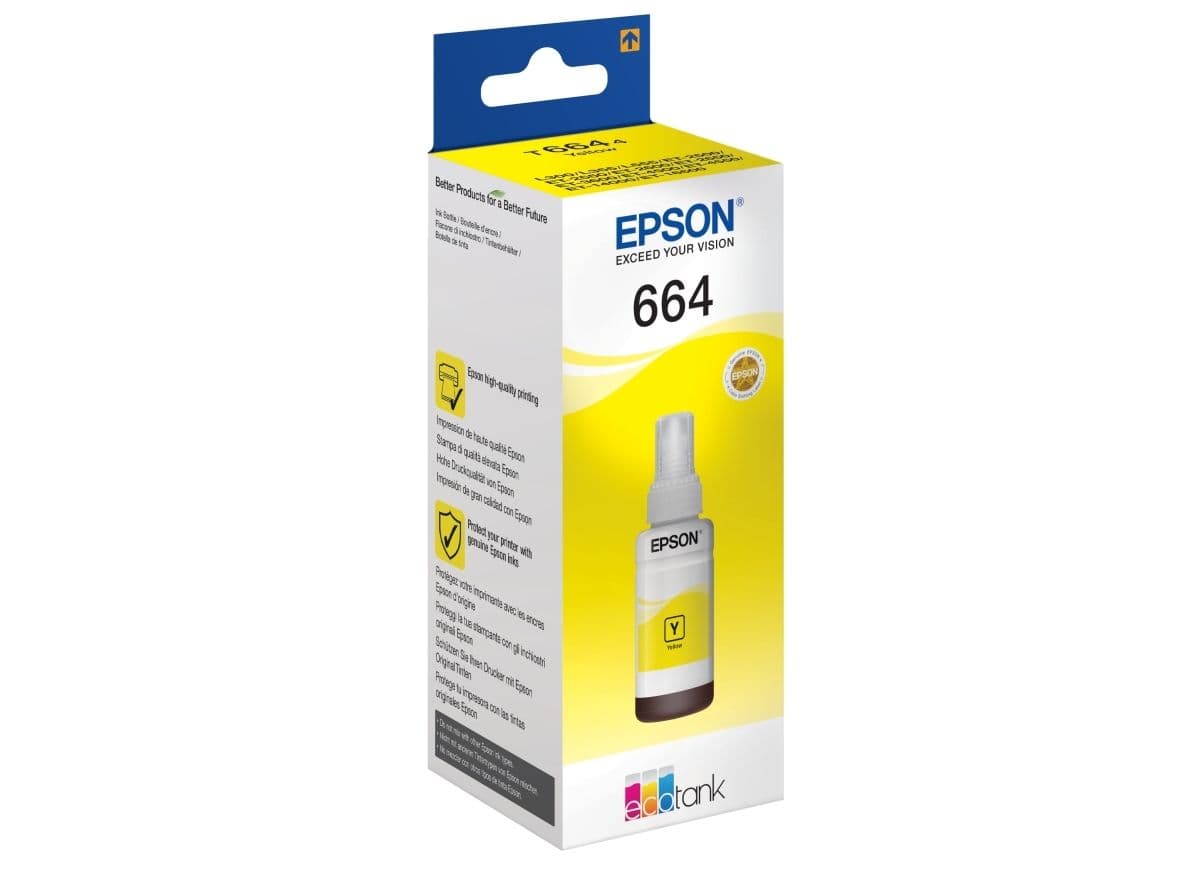 Epson T6644 - 70 ml - gul - original - påfyllnadsbläck - för EcoTank ET-14000, ET-16500, ET-2500, ET-2550, ET-2600, ET-2650, ET-3600, ET-4500,