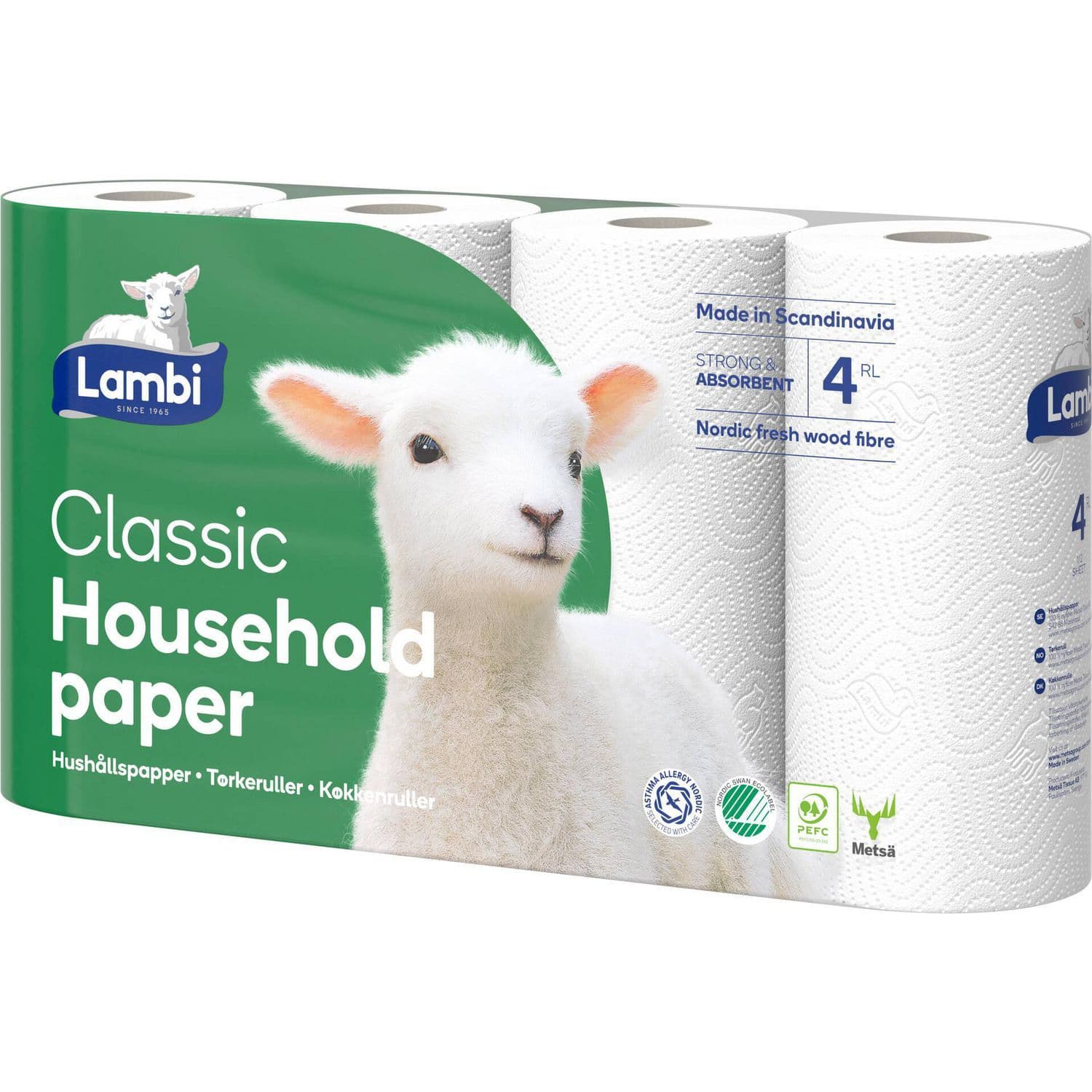 Hushållspapper Lambi Classic 2-lagers L12,33 m Svanenmärkt vit (20 st.)