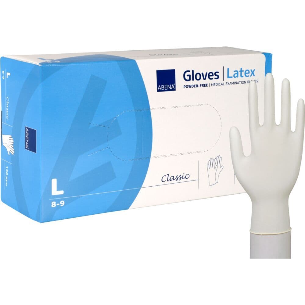 Undersökningshandske, ABENA Classic, L, natur, latex, puderfri - (150 st.)