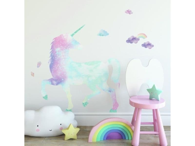UNICORN GALAXY gigantisk väggdekal med glitter