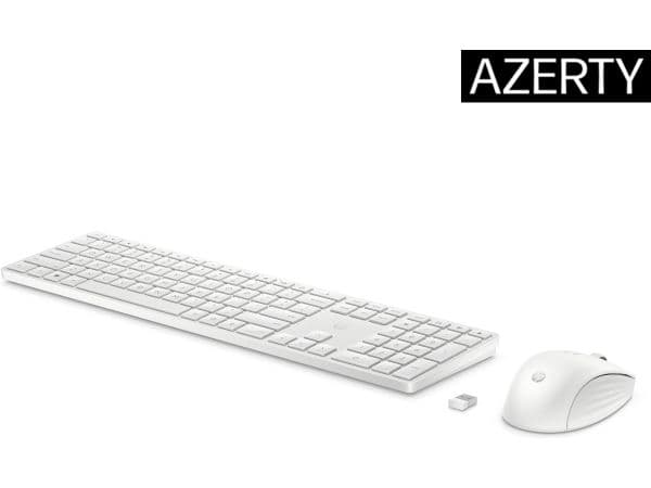 HP 650 trådlöst tangentbord och mus kombinerat, Fullstor (100 %), Trådlös, RF Trådlös, Membrantangentbrytare, Vit, Mus inkluderad