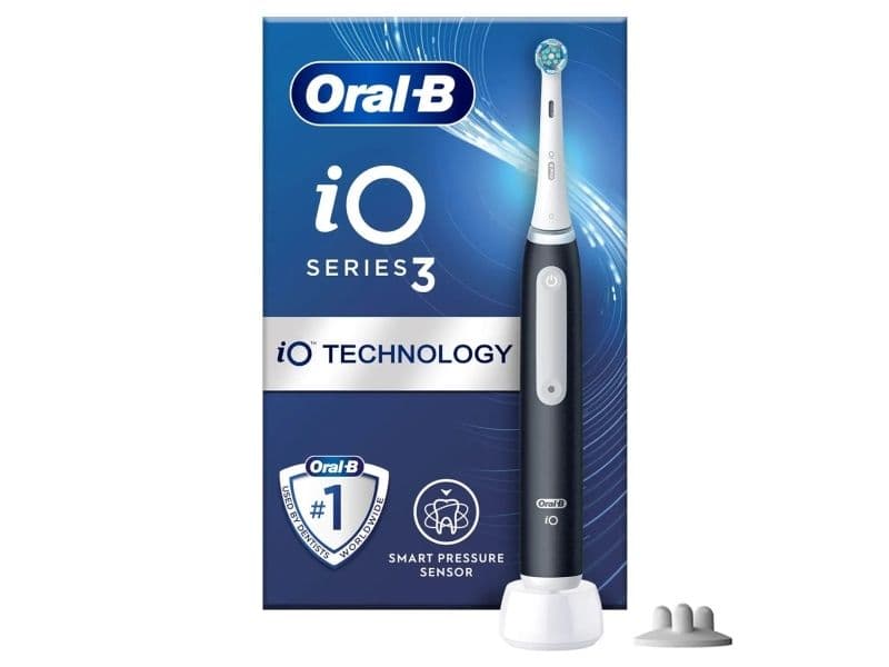 Oral-B iO 3 matt, vuxen, vibrerande tandborste, daglig vård, tandköttsvård, känslig, blekning, svart, vit, 2 min, svart