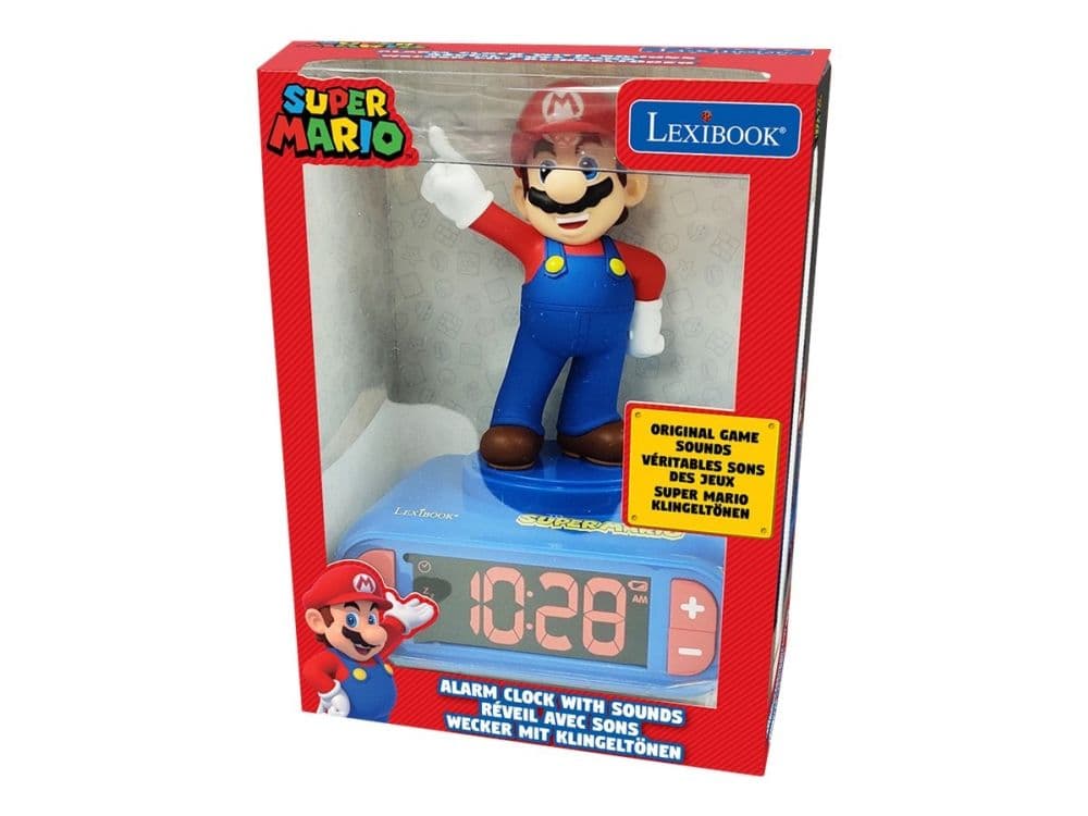Digital väckarklocka med 3D Super Mario-figur, ljus och ljud