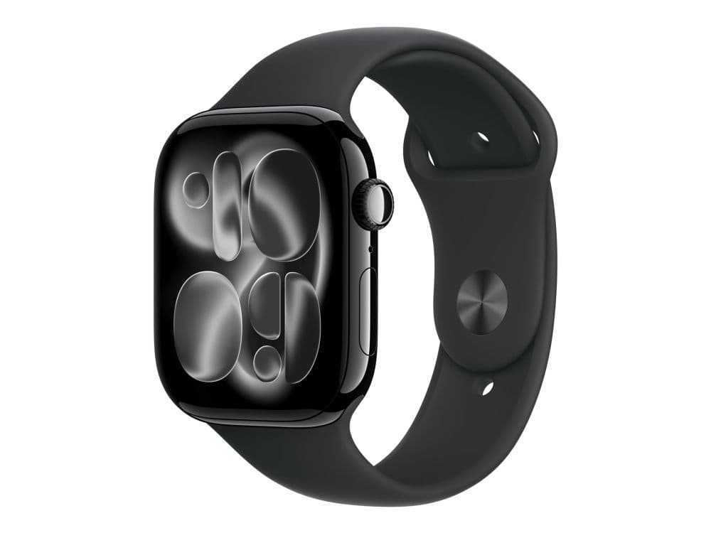 Apple Watch Series 11 GPS 46mm Jet Black Aluminium Case with Black Sport Band - S/M