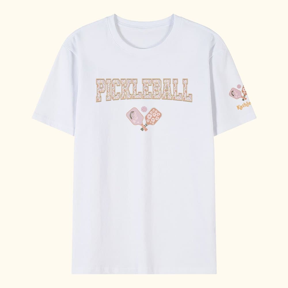 Personlig Retro Flower Pickleball Paddles Design Crewneck T-Shirt Sweatshirt med namn Bollspel Födelsedagspresent för Pickleball älskare