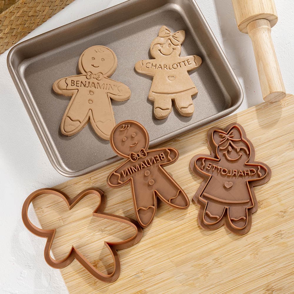 Personlig 3D-tryckt snögubbe alv pepparkaks pojke flicka design kakformar stämpel med namn jul inflyttningsgåva för barn familj