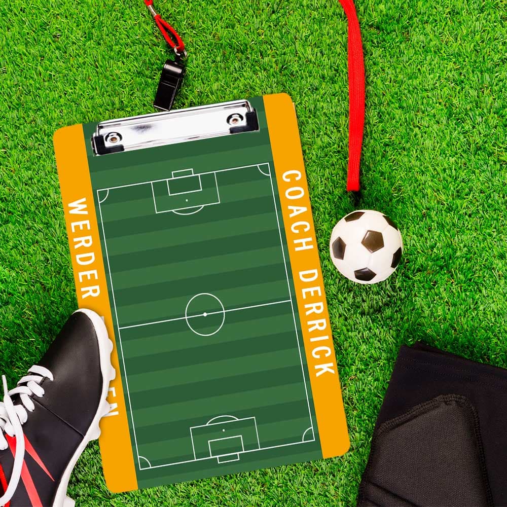 Personlig fotbollsplan Akryl Dry Erase Clipboard med text och låg profil Clip Säsongsavslutning Uppskattning Present till tränare Tränare Lärare