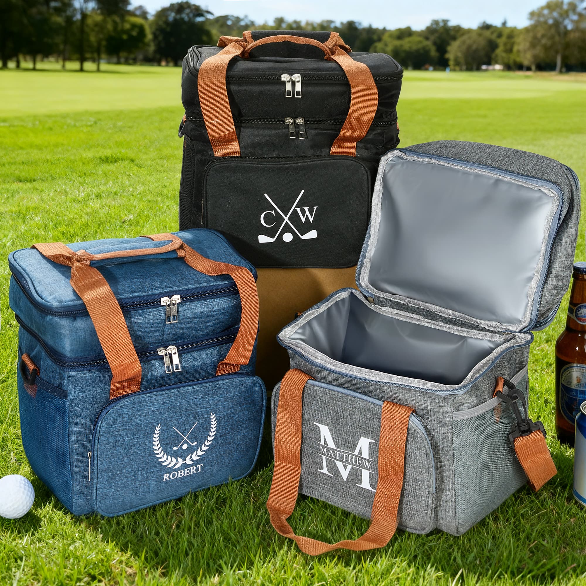 Personlig Initial Monogram Flerfack vattentät Golf Cooler Isolerad väska med axelrem och namn Födelsedagspresent för män Golfälskare