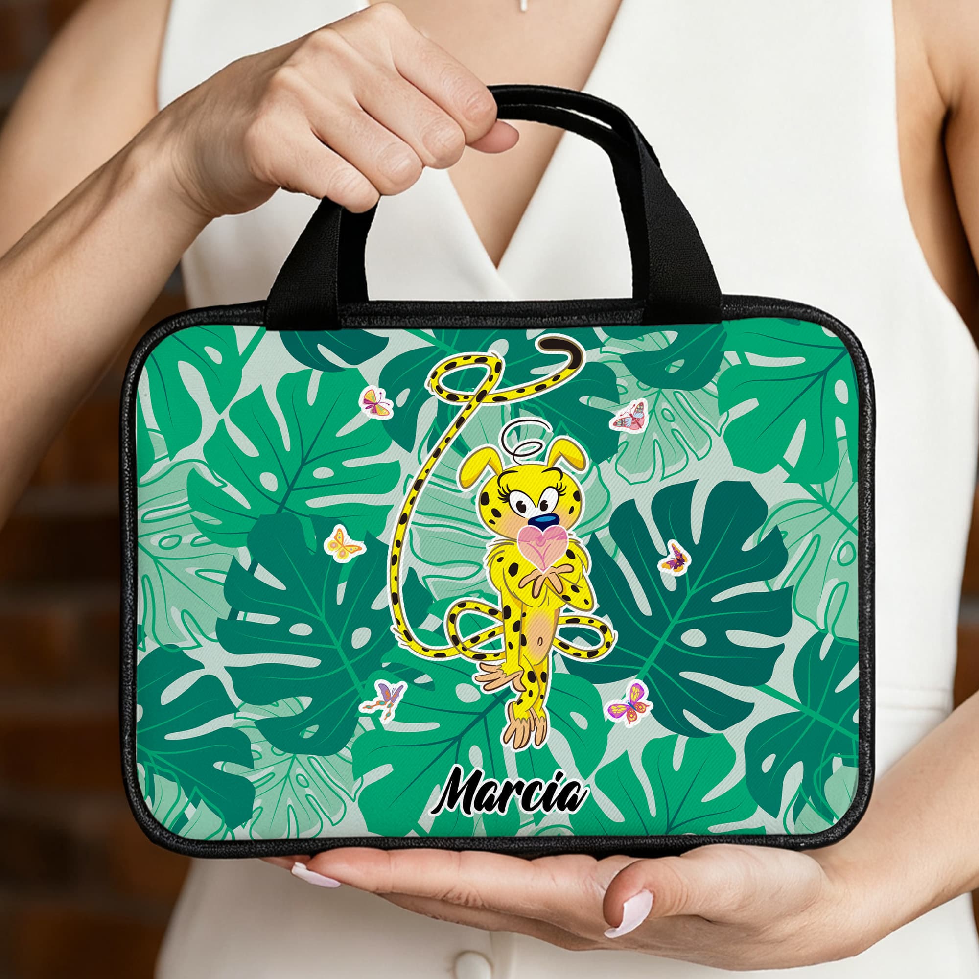 Personlig gulfläckig leopard Marsupilami bibelförvaringsväska dopgåva för kristen familj vänner | Callie × Marsupilami®