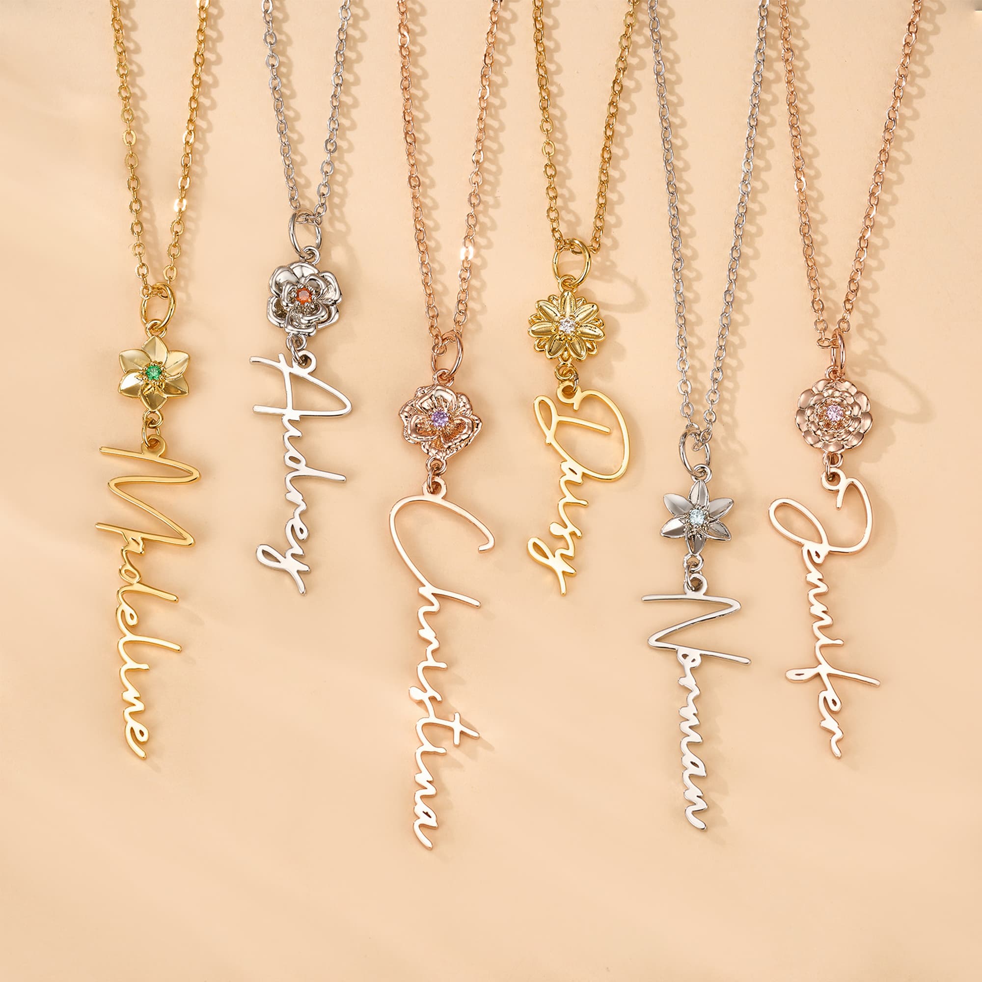 Personligt födelsedagsblomma födelsesten halsband med namn Smyckes födelsedag födelsedag årsdag morsdag present till mormor mamma kvinna