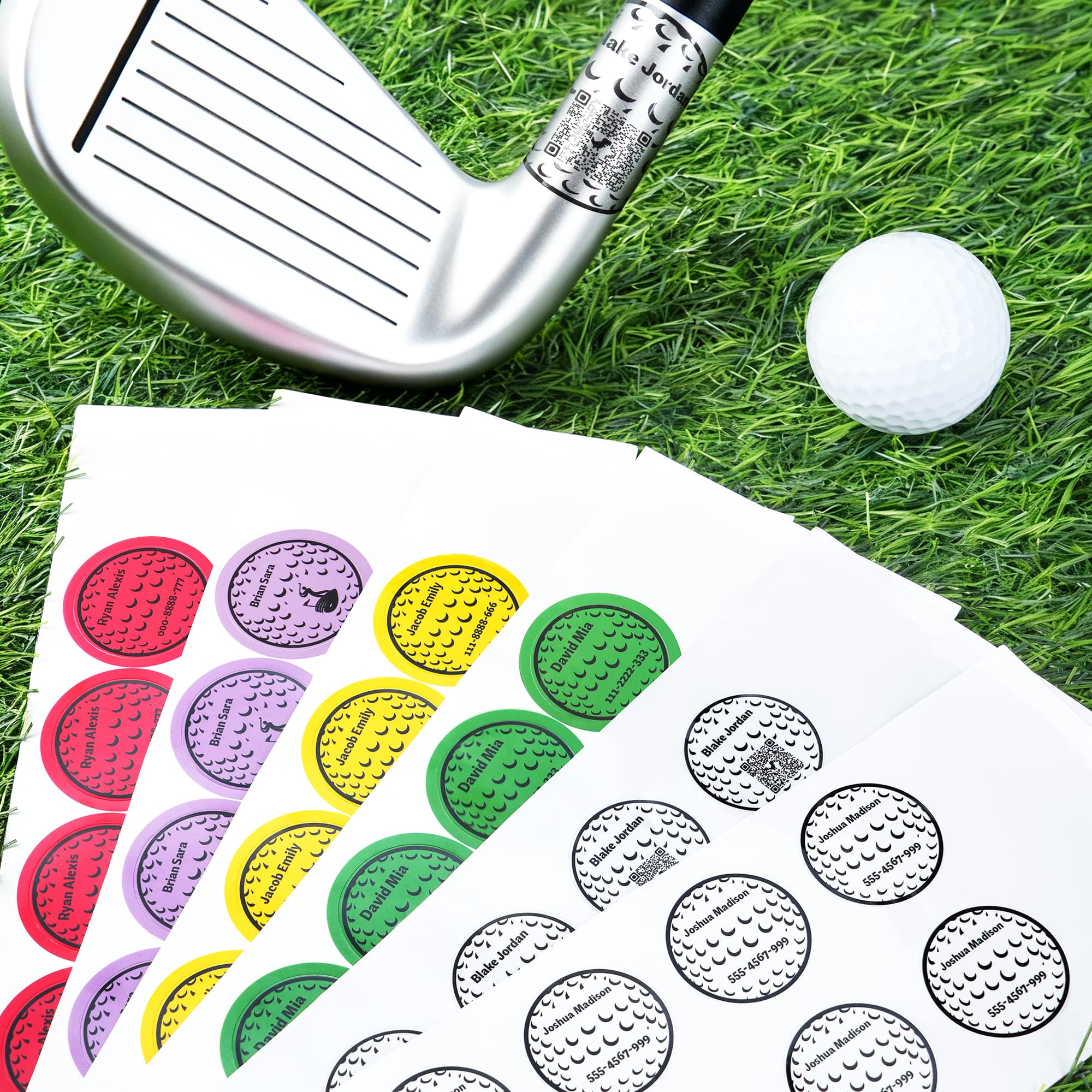 Personliga vattentäta klistermärken med golfdesign Etiketter med namn och QR-kod Enkel identifiering Golfklubb Laggåva för golfälskare