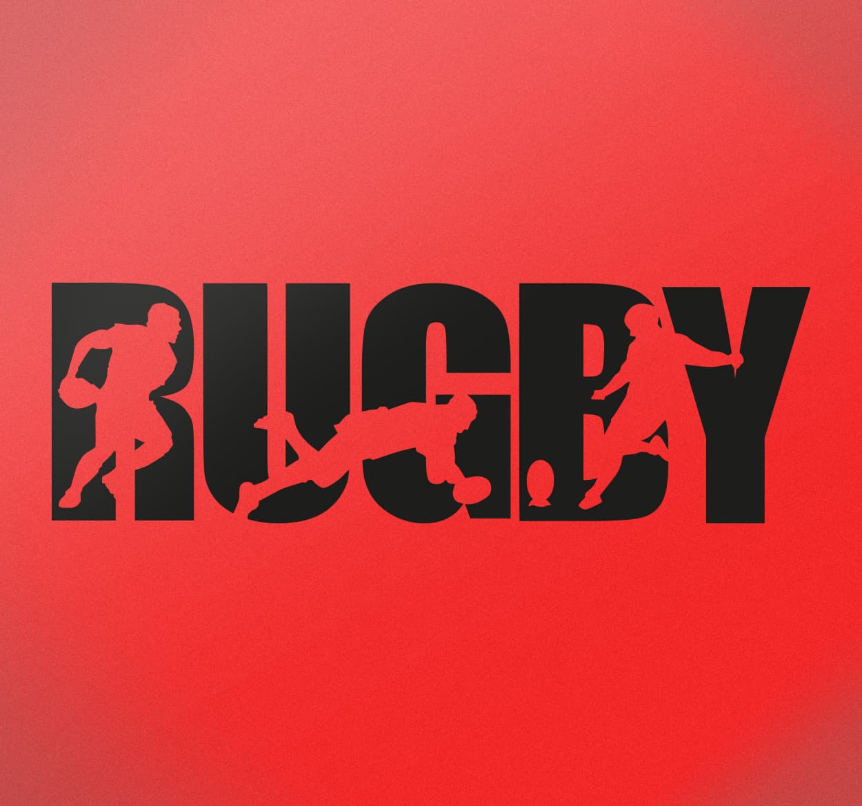 Rugby text vägg klistermärke