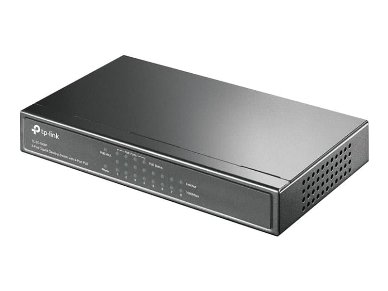 TP-Link TL-SG1008P - Switch - ohanterad - 4 x 10/100/1000 (PoE) + 4 x 10/100/1000 - skrivbordsmodell - PoE