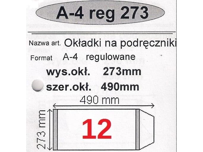 Narnia pärm/omslag för A4 lärobok, justerbar, nr. 12 - 273 mm, 25 st