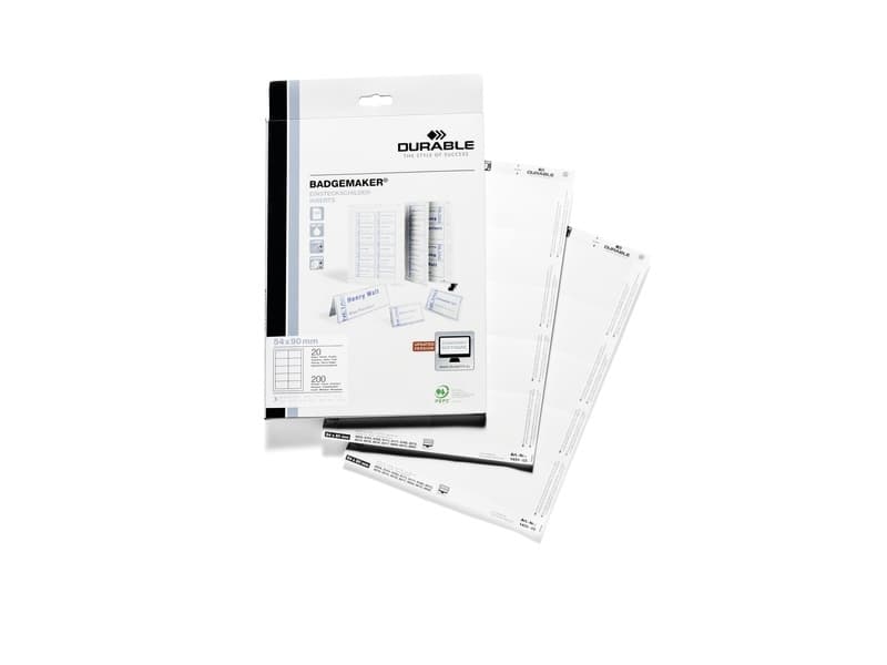 Slitstarka BADGEMAKER® namninsatser för namnbrickor 54x90 mm - (20 ark med 10 st.)