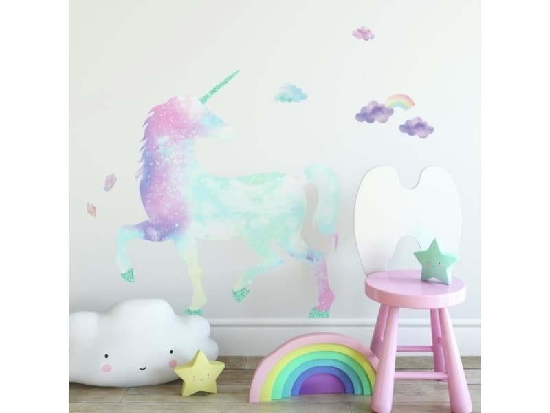 UNICORN GALAXY gigantisk väggdekal med glitter