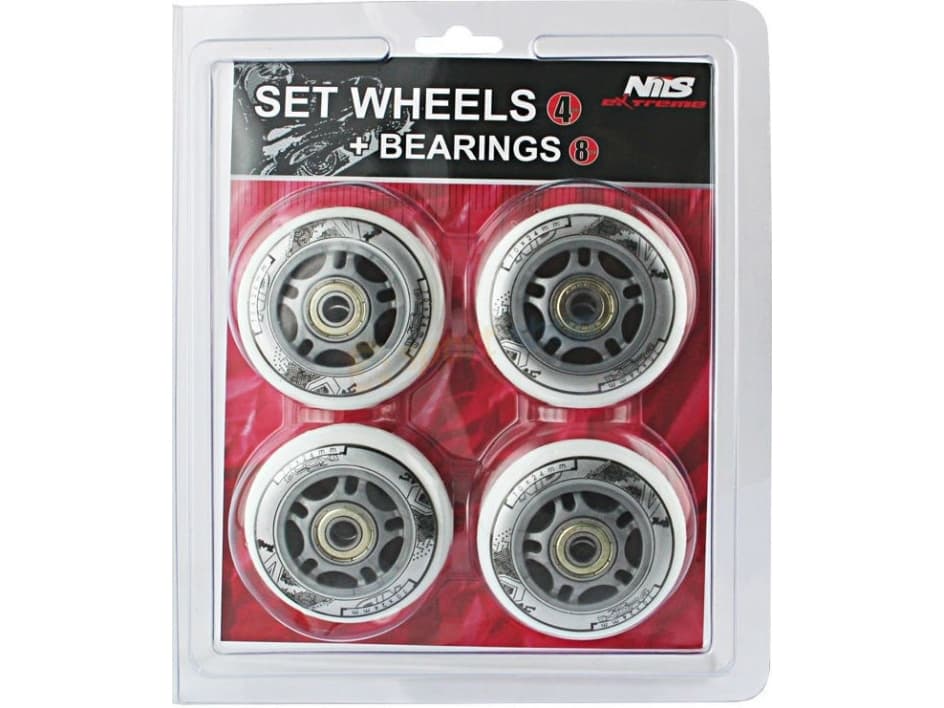 Nils Extreme PU-hjul 70x24 82A vita set (16-32-008)
