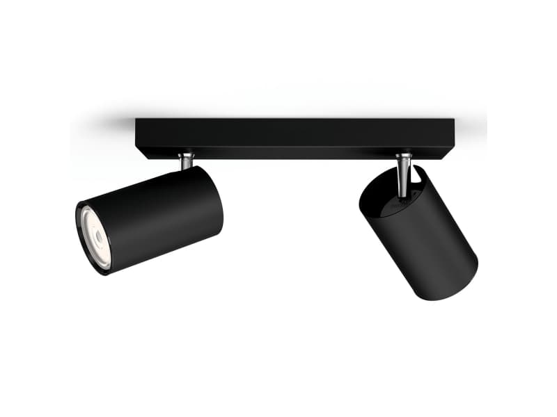 Philips myLiving Kosipo tak-/väggspotlight 2 x, Utanpåliggande spotlight, GU10, 2 lampor, LED, 220-240 V, Svart