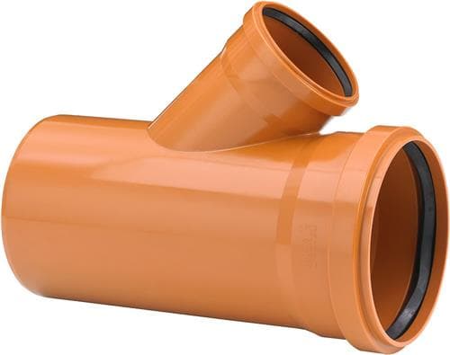 PVC-grenrør 45°, 250/110mm - glat kloak, Uponor