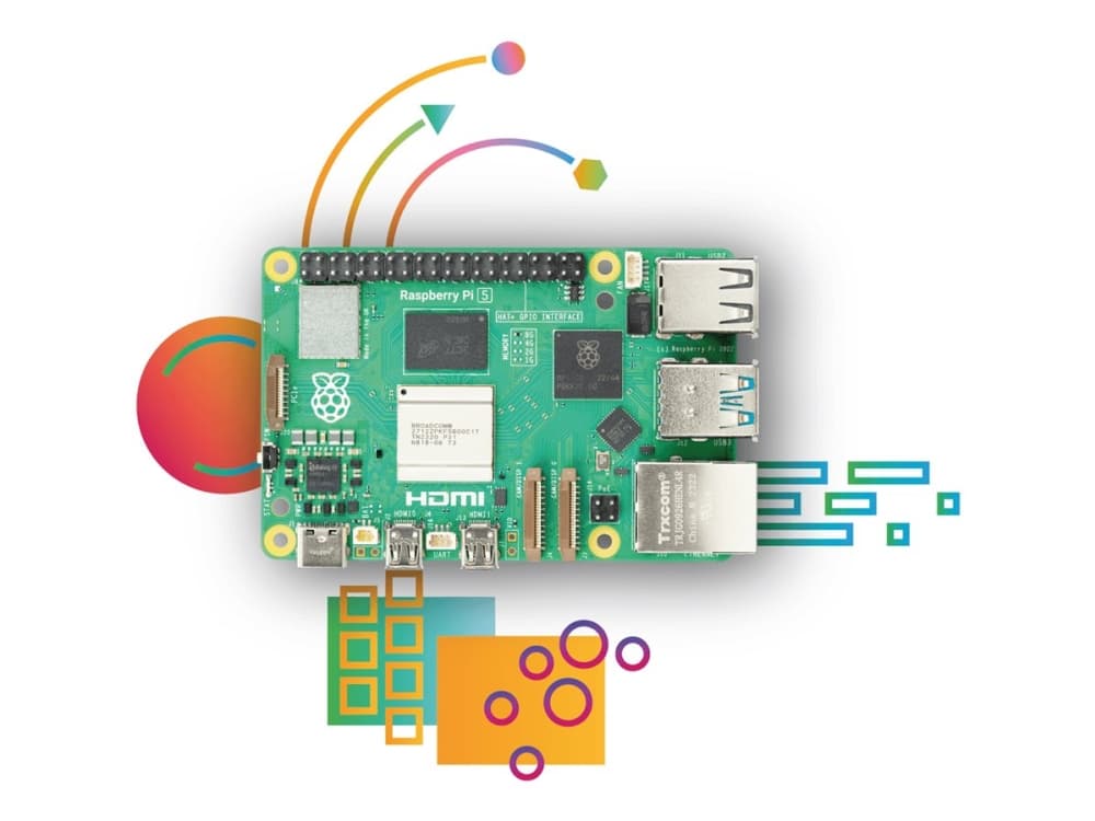 Raspberry Pi 5 Model B - Dator med ett kort - Broadcom BCM2712 / 2.4 GHz - RAM 16 GB - 802.11a/b/g/n/ac, Bluetooth 5.0
