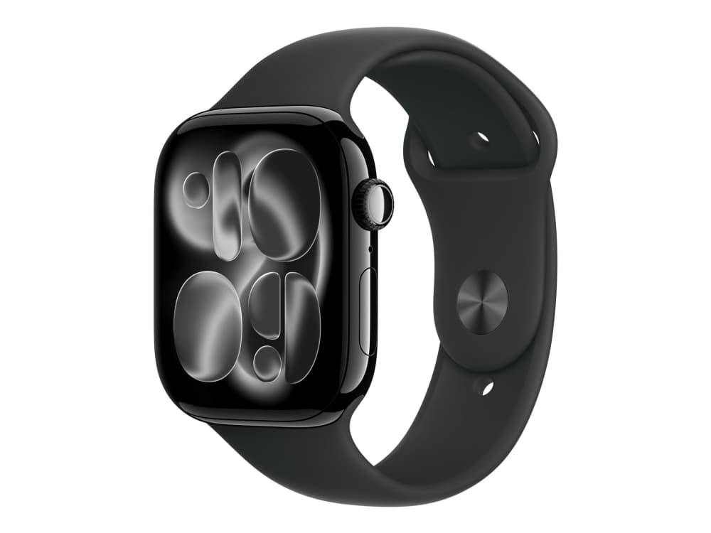 Apple Watch Series 11 GPS 46mm Jet Black Aluminium Case with Black Sport Band - S/M