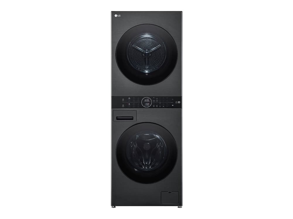 LG WashTower WT1210BBF - Set med tvättmaskin/torktumlare - Wi-Fi - bredd: 60 cm - djup: 66 cm - höjd: 165.5 cm - frontmatad - 12 kg - 1400 rpm -