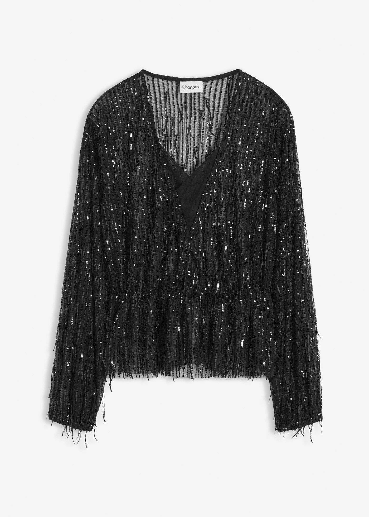 Blus med paljettfransar