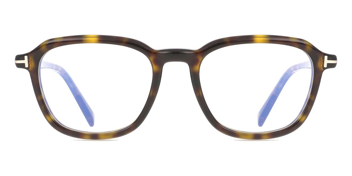 Tom Ford FT5980-B 052 Blåa-Light Block 51 Sköldpaddemönstradeshell Glasögon (Endast Båge) Män