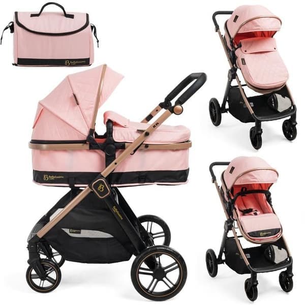 Transformabel barnvagn - kombinerad - 2 i 1 - vikt 0-22kg - Bebelissimo J'AIME - rosa