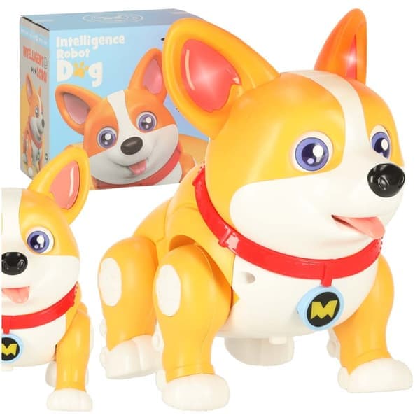 Interaktiv leksakshund Corgi som går med ljus och musik 3+ 20 cm