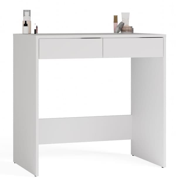 Marina 2S skrivbord med 2 lådor och lås - Elegant vit design | Färg: Vit | Mått: 81x50x80 cm