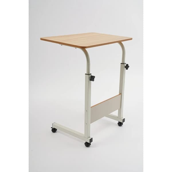 Rullbart datorbord - Höj- och sänkbart laptopbord - Mått 61×41 cm - L-form - Metallram - Hjul med broms - Platsbesparande - Khaki