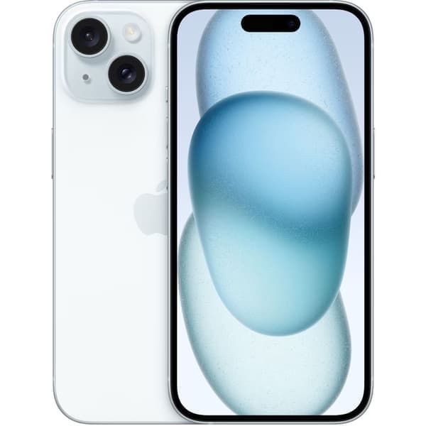 Apple iPhone 15 - 5G smartphone - dual-SIM / Internminne 128 GB - OLED-skärm - 6.1" - 2556 x 1179 pixlar - 2 bakre kameror 48 MP, 12 MP - front