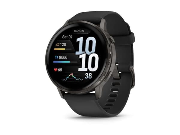 Garmin Venu 4 - 45 mm - skiffer - smart klocka med band - silikon - svart - handledsstorlek: 135-200 mm - display 1.4" - 8 GB - Bluetooth, ANT+, Wi...