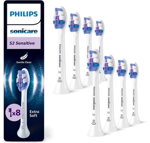 Philips Sonicare S2 Sensitive tandborsthuvuden - Vita - 8-pack