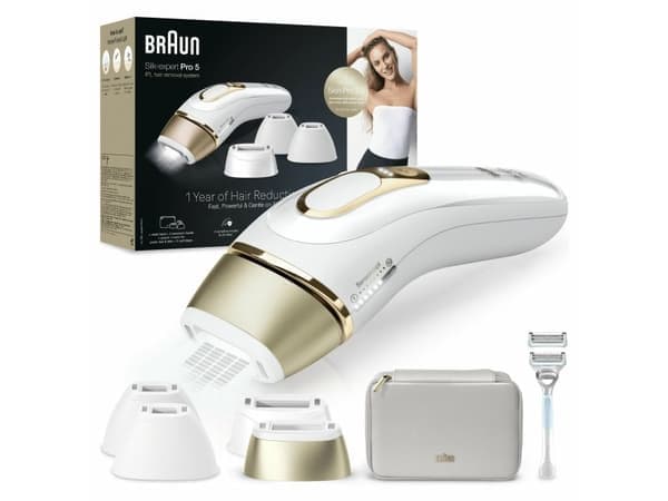 Braun Silk-expert Pro PL5356, Guld, Vit, Intensivt pulserande ljus (IPL), Växelström