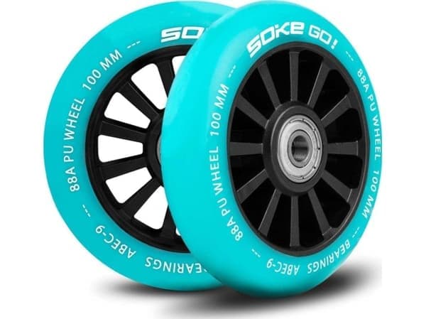 Hjul till kickbike 100 mm turkos, 2 st.