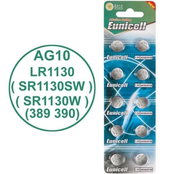 Batteri AG10 / LR1130 / LR54 / 189 / 10-pack Eunicell