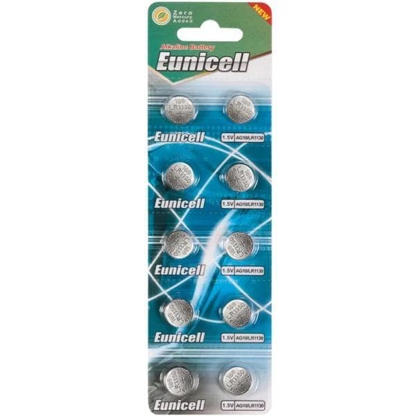 Batteri AG10 / LR1130 / LR54 / 189 / 40-pack Eunicell