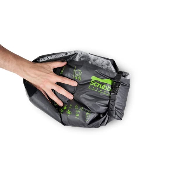 SCRUBBA WASH BAG 13.5 L Black, tvättpåse resa, drybag med inbyggd tvättbräda