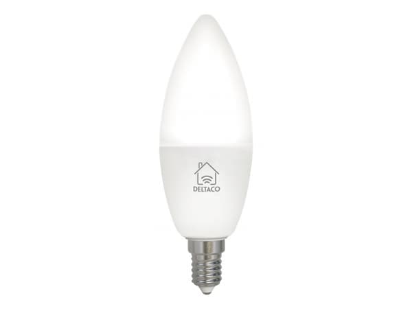 Deltaco SMART HOME LED-lampa, E14, WiFI, 4.9W, 2700K-6500K, dimbar, vit